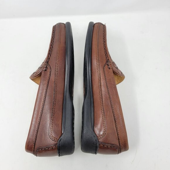 Vintage Old Money Academia Professor Woven Leather Driving Loafers Brown Slip-On - Picture 9 of 11